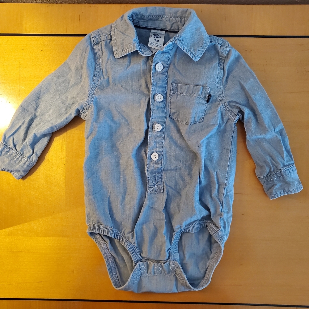 Long sleeve chambray onesie